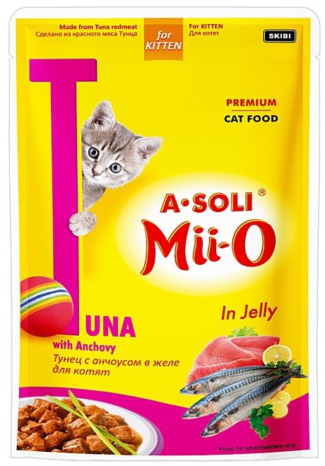 A-Soli Mii-O  д/котят пауч Тунец  с анчоусом в желе 80гр *48