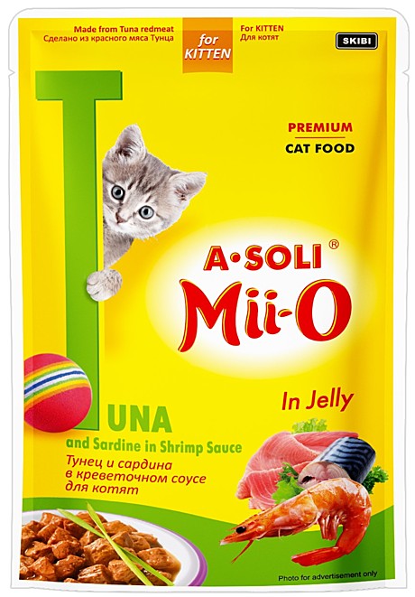 A-Soli Mii-O  д/котят пауч Тунец  и сард.в креветочн.соусе 80гр *48